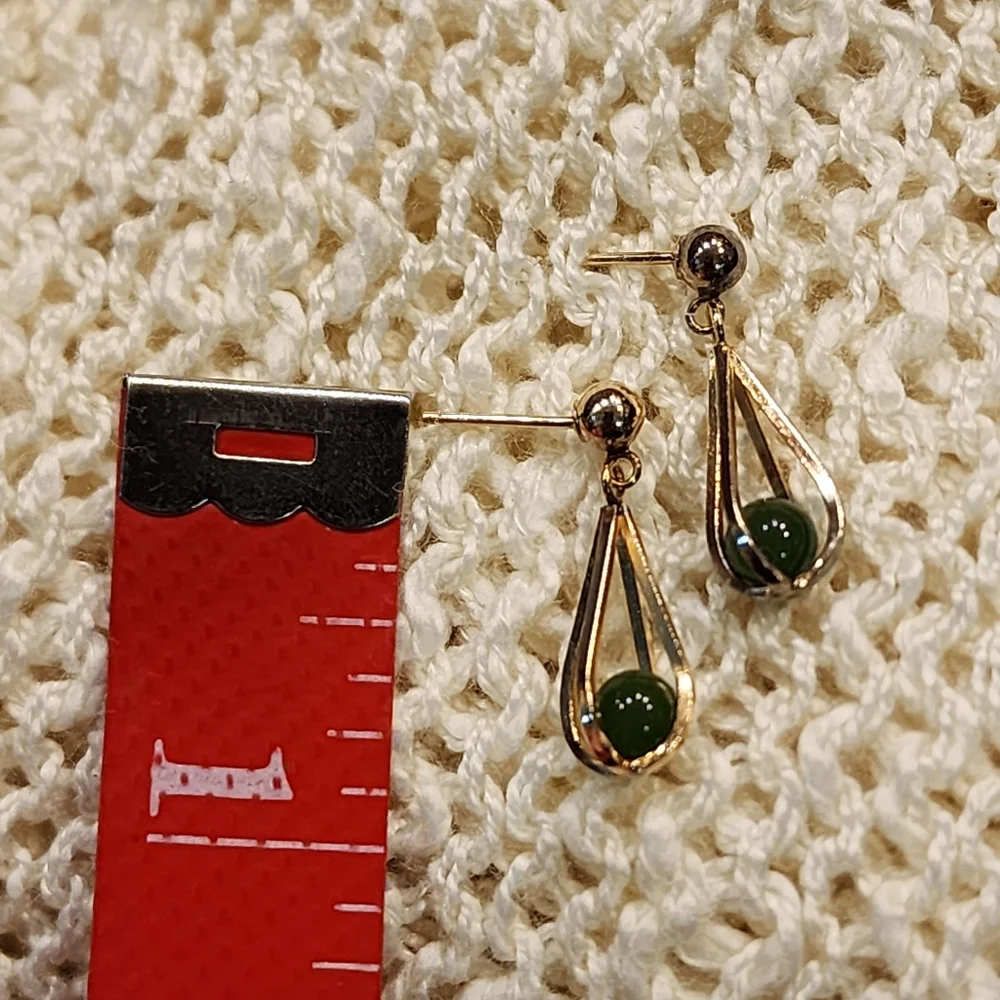 Vintage Gold Toned Dangle Drop Cage Earrings